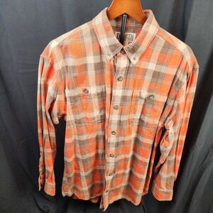 Duluth Trading Long Sleeve Button-Up Plaid Flannel Orange Size M